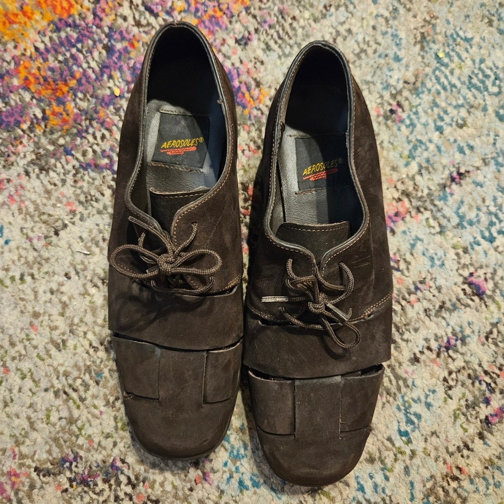 Aerosoles Leather Upper Woven‎ Oxford Brown Dress Shoes Size 7